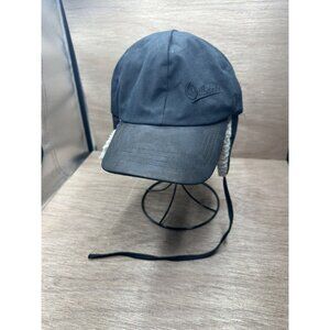 Vintage Australian Outback Waxed Cotton Bomber Ear Flap Cap Black Medium